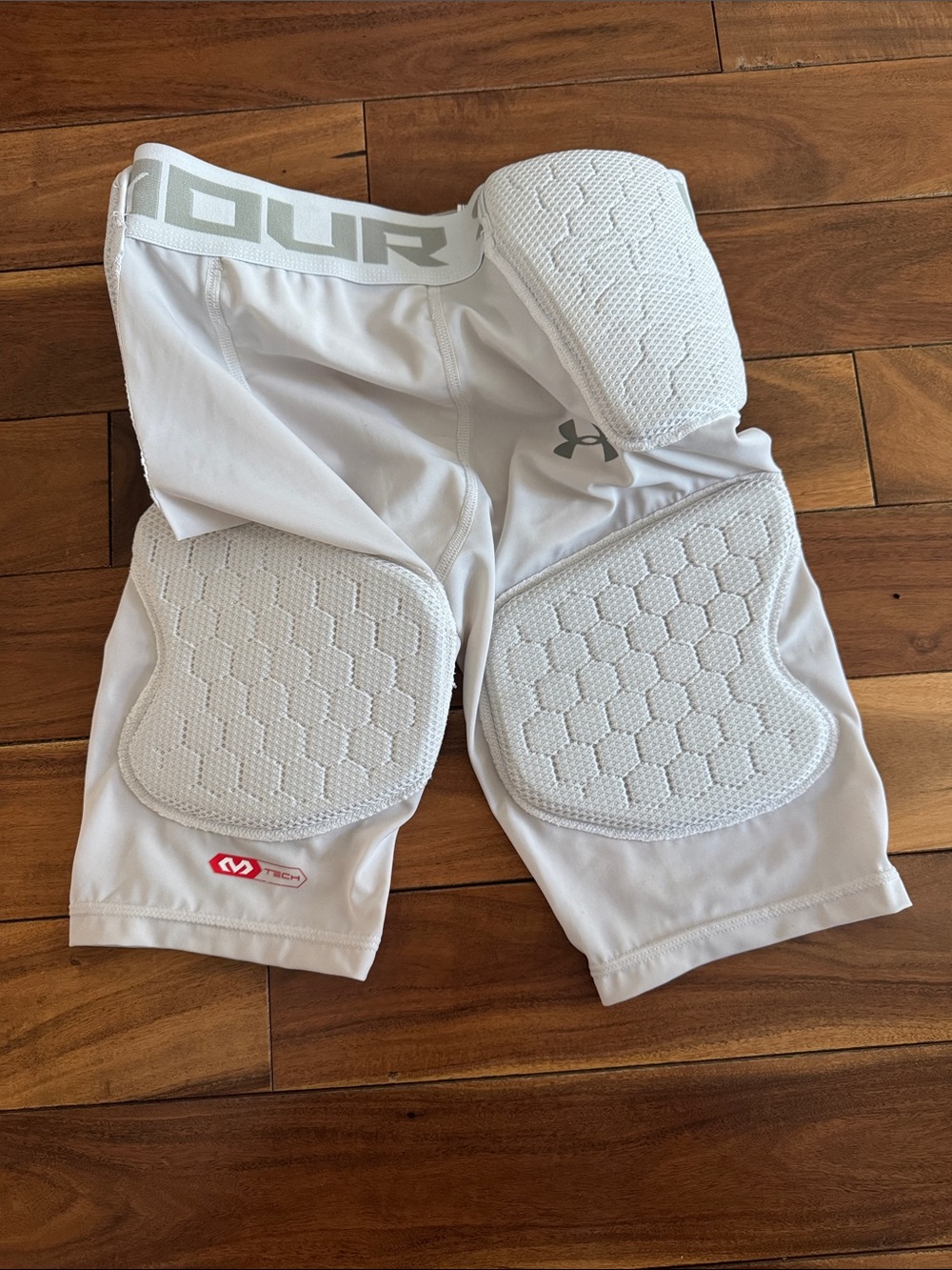 Under Armour White Padded Compression Shorts with Hex Pad Panels